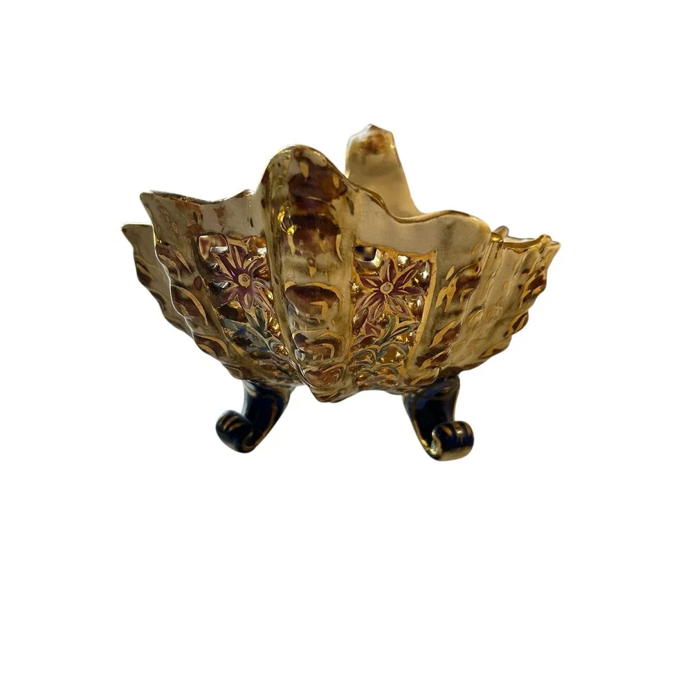 Budapest Fischer‎ Rare Ornate Gold Floral Pierced Footed Bowl